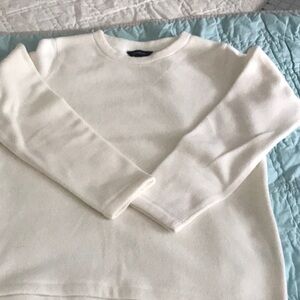 Lands End white fleece top - S
